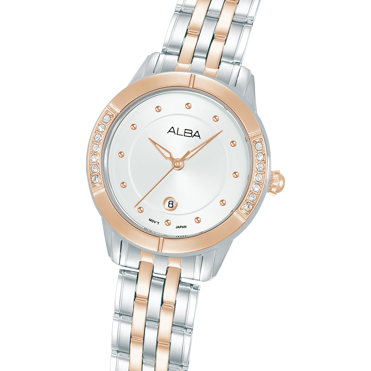 ALBA Sparkling Bezel with Silver-White Sunray Dial Women's Watch AH7EM2X1