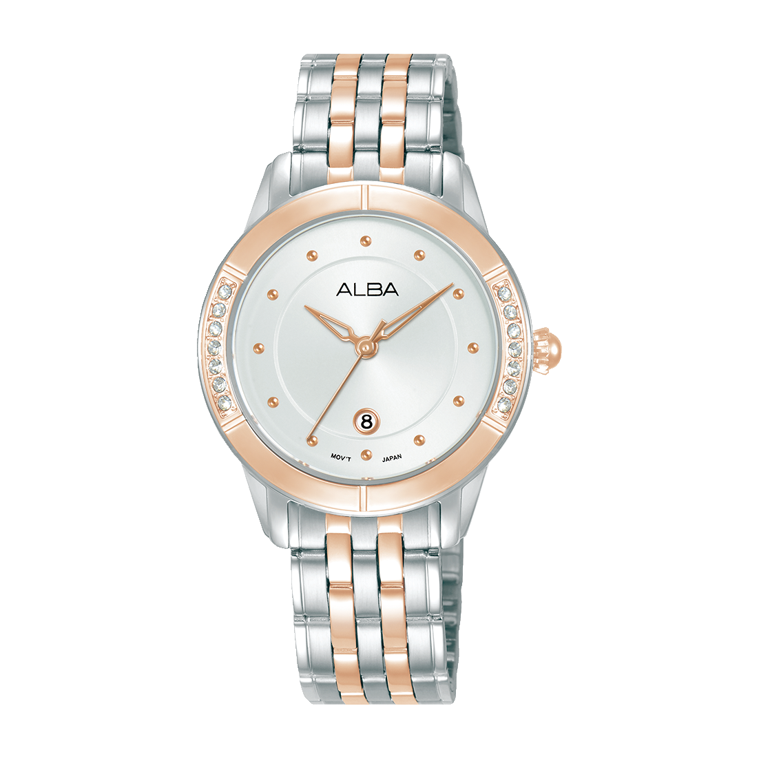 ALBA Sparkling Bezel with Silver-White Sunray Dial Women's Watch AH7EM2X1