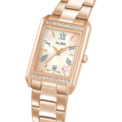 ALBA Sakura Rectangular Floral Dial Analog Women's Watch AH7EZ8X1