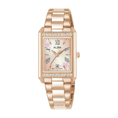 ALBA Sakura Rectangular Floral Dial Analog Women's Watch AH7EZ8X1