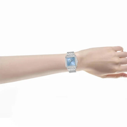 ALBA Crystal Square Light Blue Dial Analog Women's Watch AH7FF1X1