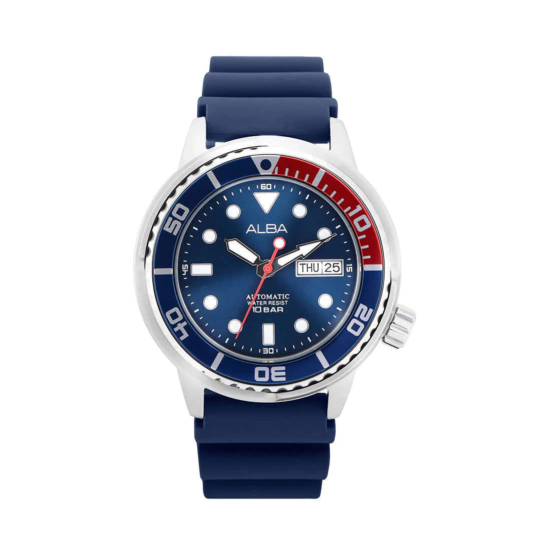 ALBA Mechanical Blue-Red Rotating Bezel Automatic Men's Watch - AL4251X1