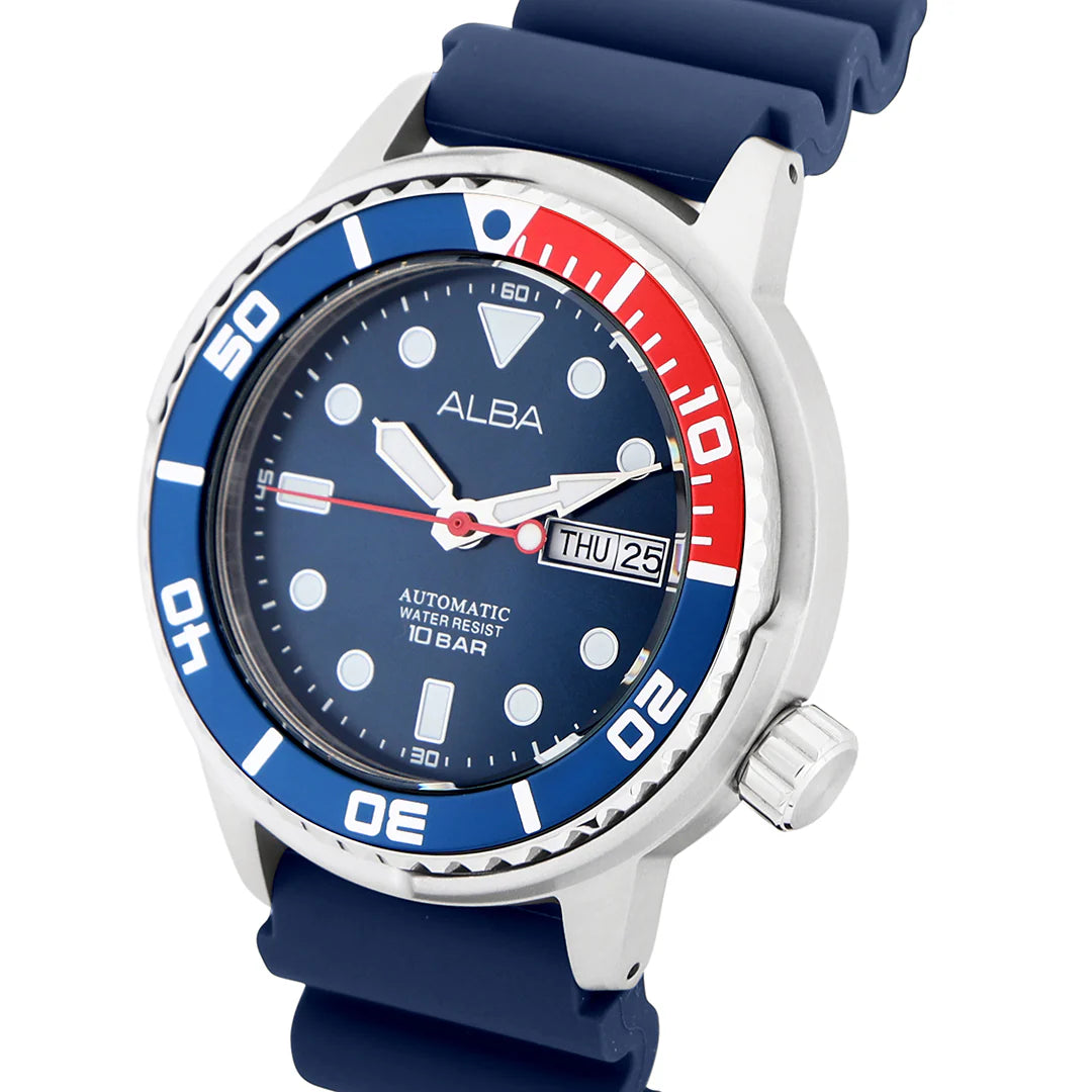 ALBA Mechanical Blue-Red Rotating Bezel Automatic Men's Watch - AL4251X1