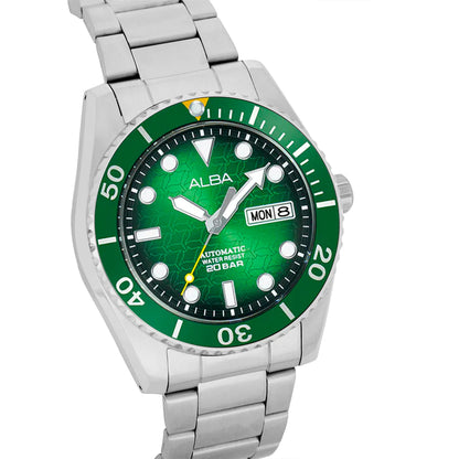 ALBA Green Dial with White Metal Strap Automatic Men's Watch - AL4437X1