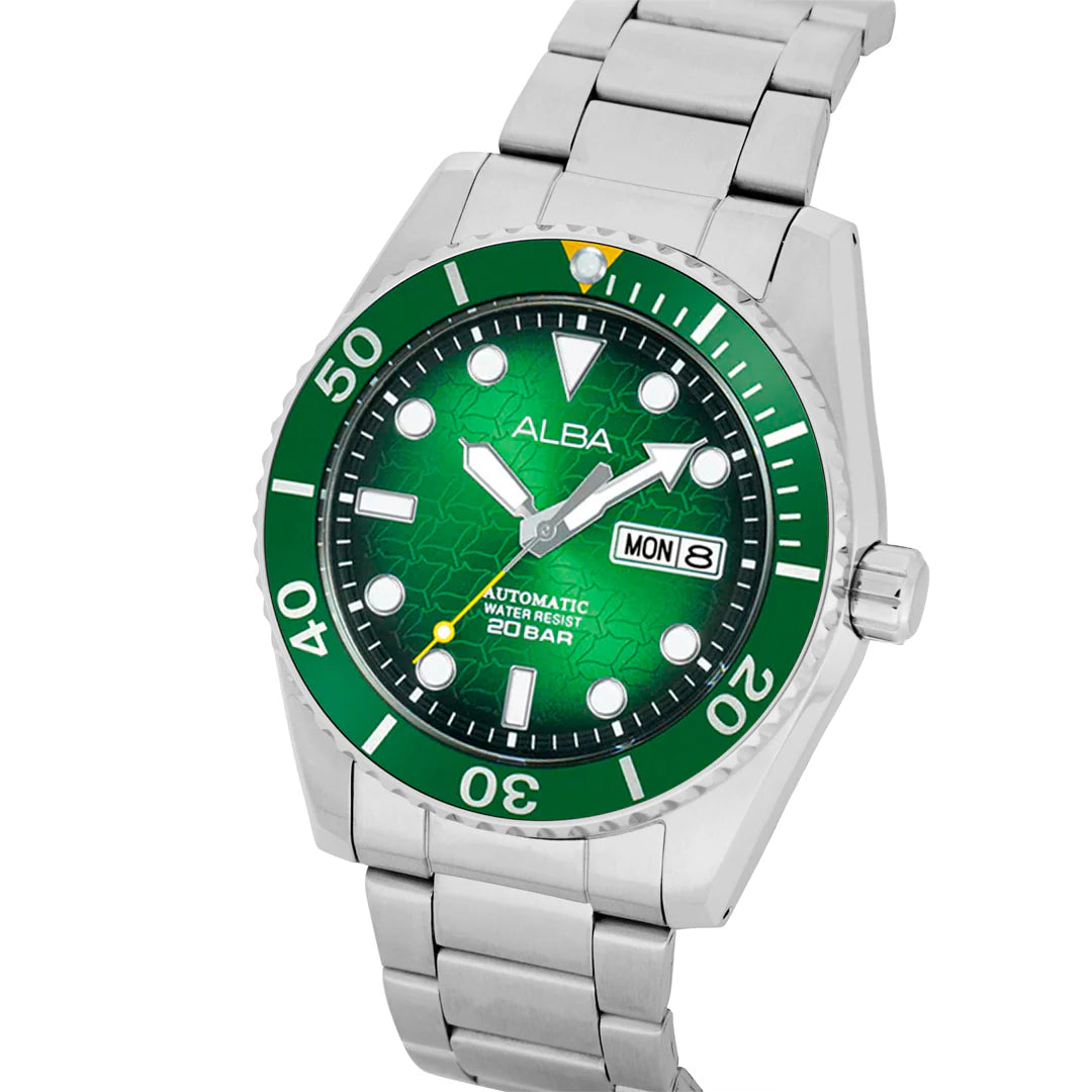 ALBA Green Dial with White Metal Strap Automatic Men's Watch - AL4437X1