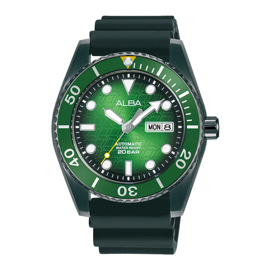 ALBA Green Dial With Black Silicone Strap Automatic Men's Watch - AL4439X1