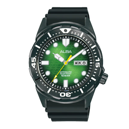 ALBA Green Dial With Black Silicone Strap Automatic Men's Watch - AL4445X1