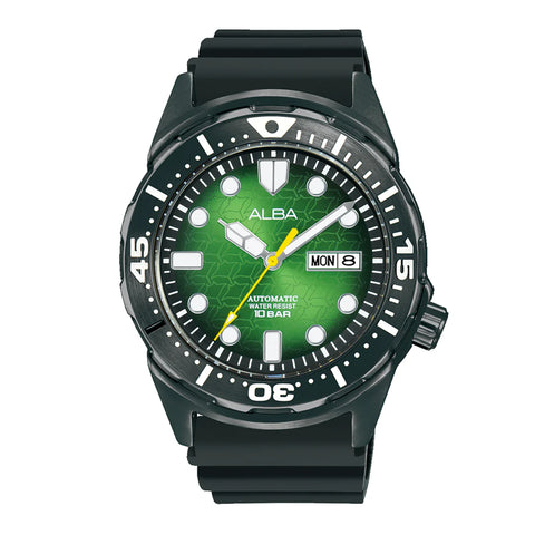 ALBA Green Dial With Black Silicone Strap Automatic Men's Watch - AL4445X1 - Buy Now at Sai Creations Watches