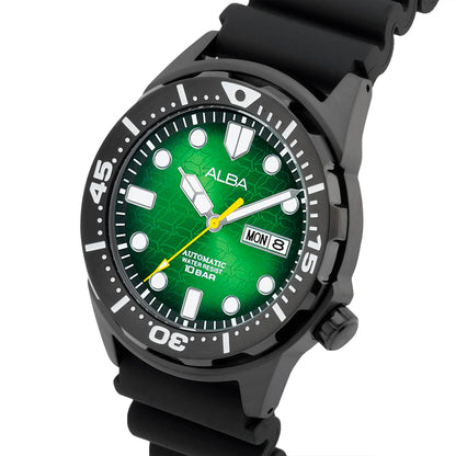 ALBA Green Dial With Black Silicone Strap Automatic Men's Watch - AL4445X1