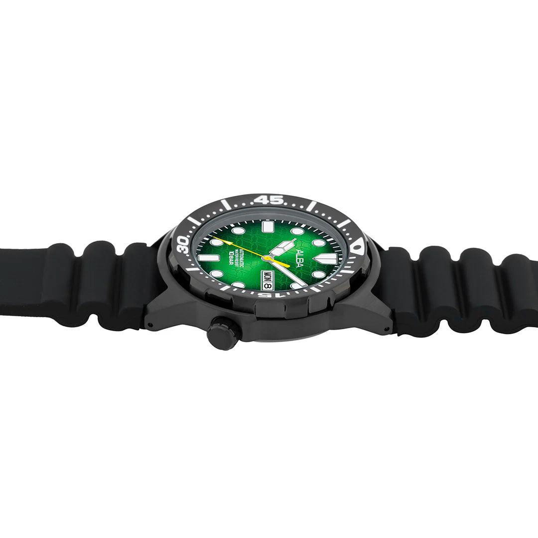 ALBA Green Dial With Black Silicone Strap Automatic Men's Watch - AL4445X1