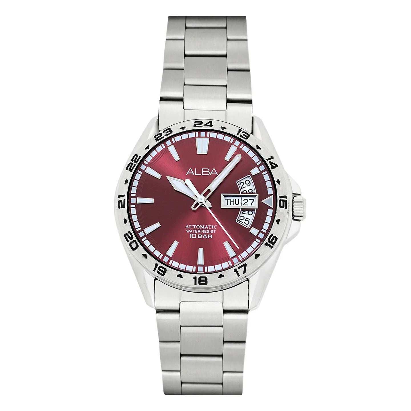 ALBA Red Dial With Metal Strap Automatic Men's Watch - AL4477X1