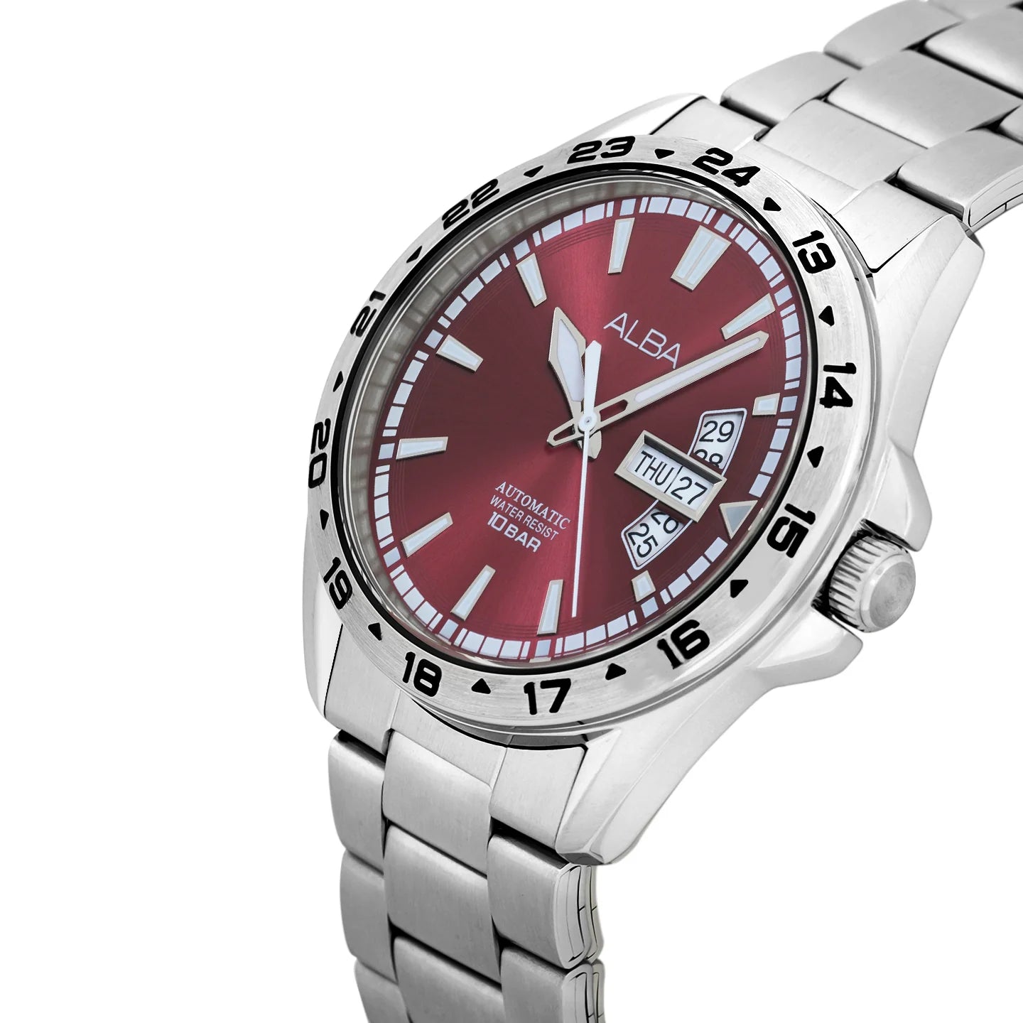 ALBA Red Dial With Metal Strap Automatic Men's Watch - AL4477X1