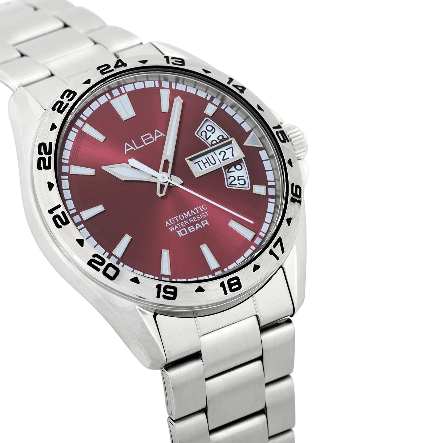 ALBA Red Dial With Metal Strap Automatic Men's Watch - AL4477X1