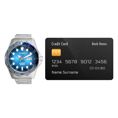 ALBA Light Blue & Black Gradation Dial Automatic Men Watch AL4549X1