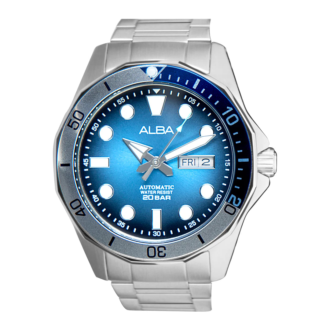ALBA Light Blue & Black Gradation Dial Automatic Men Watch AL4549X1