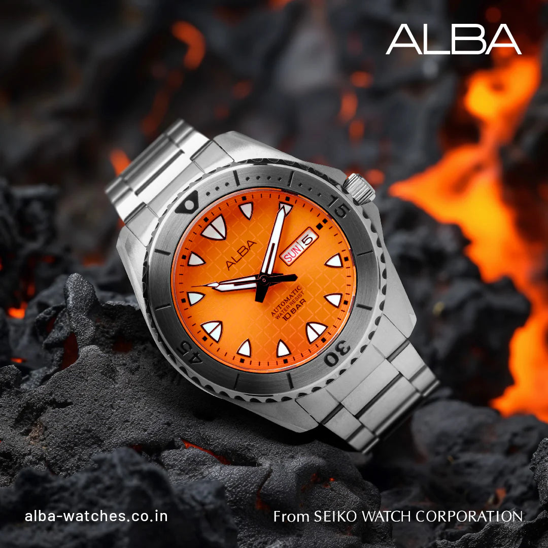 ALBA Orange Patterned Dial Automatic Men Watch AL4581X1
