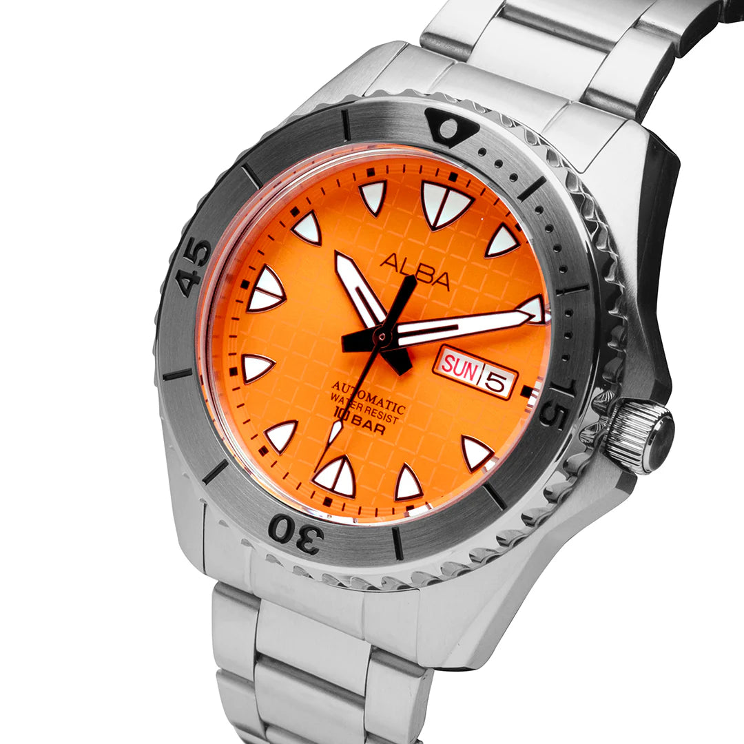 ALBA Orange Patterned Dial Automatic Men Watch AL4581X1