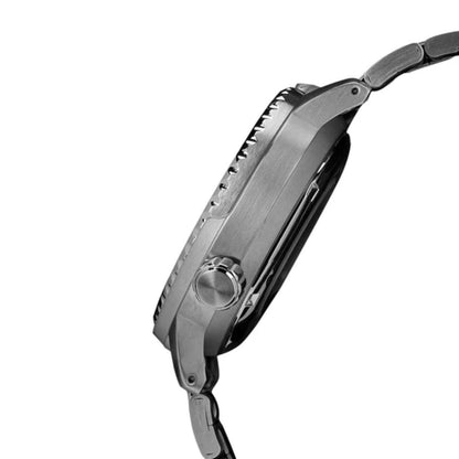 Close-up of a silver watch on a white background