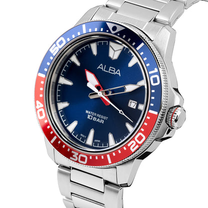 ALBA Blue & Red Dial Quartz Men's Watch - AS9T97X1