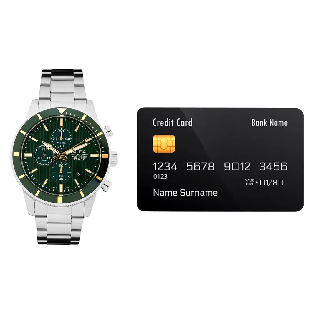 ALBA Forest Green Patterned Dial Chronograph Men's Watch AM3953X1