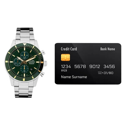 ALBA Forest Green Patterned Dial Chronograph Men's Watch AM3953X1