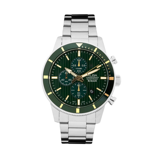 ALBA Forest Green Patterned Dial Chronograph Men's Watch AM3953X1