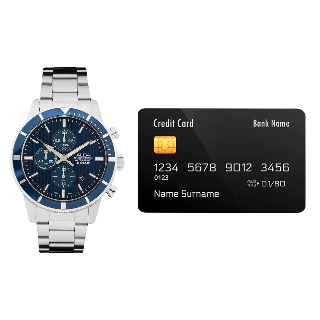 ALBA Blue Patterned Dial Chronograph Men's Watch AM3955X1