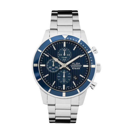 ALBA Blue Patterned Dial Chronograph Men's Watch AM3955X1