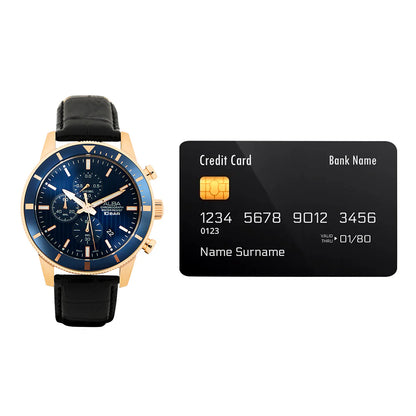 ALBA Blue Patterned Dial Chronograph In Leather Strap Men's Watch AM3960X1