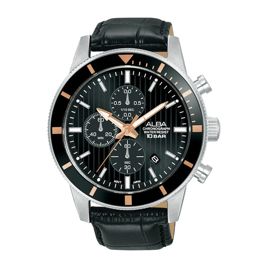 ALBA Black Patterned Dial Chronograph Men's Watch - AM3961X1