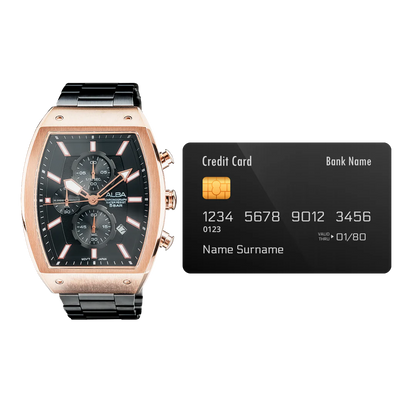 ALBA Black & Gold Rectangular Dial Chronograph Men's Watch AM3992X1