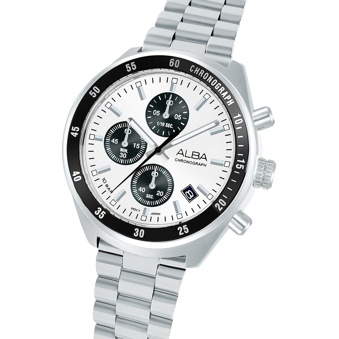 ALBA 43mm Silver White Active Quartz Chronograph Men AM3A35X1