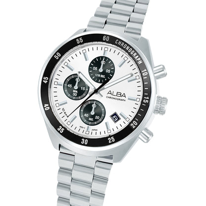 ALBA 43mm Silver White Active Quartz Chronograph Men AM3A35X1