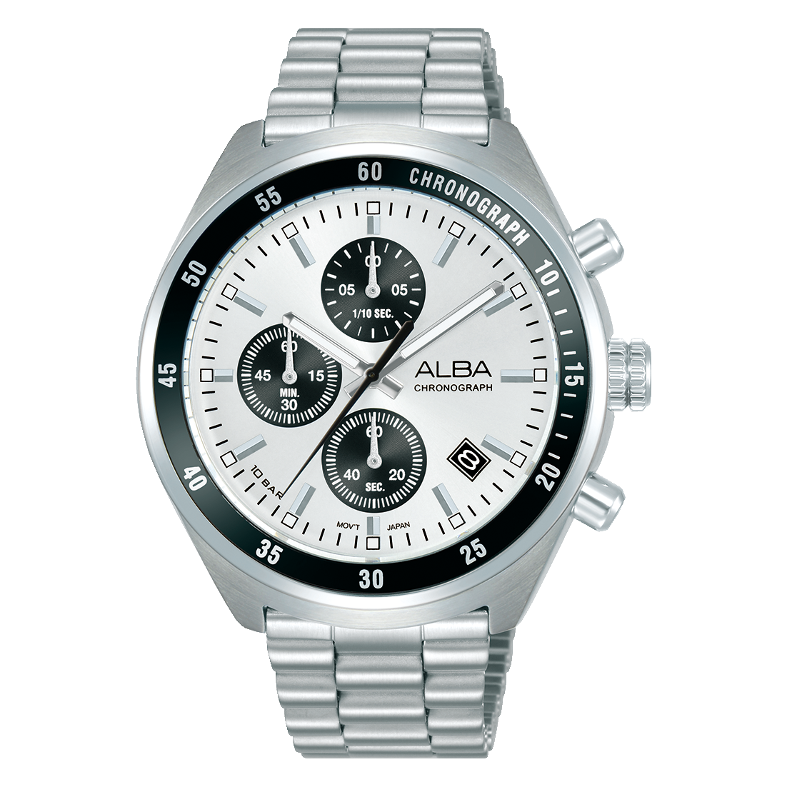 ALBA 43mm Silver White Active Quartz Chronograph Men AM3A35X1