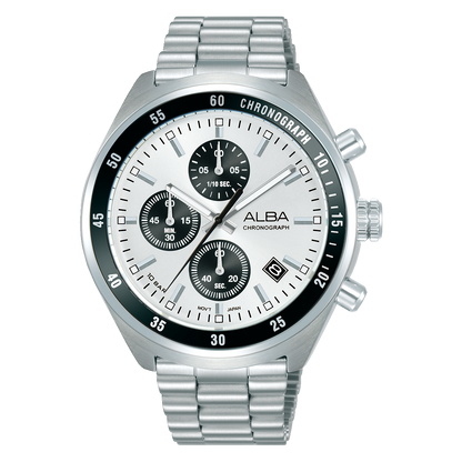 ALBA 43mm Silver White Active Quartz Chronograph Men AM3A35X1