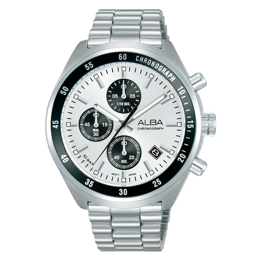 ALBA 43mm Silver White Active Quartz Chronograph Men AM3A35X1