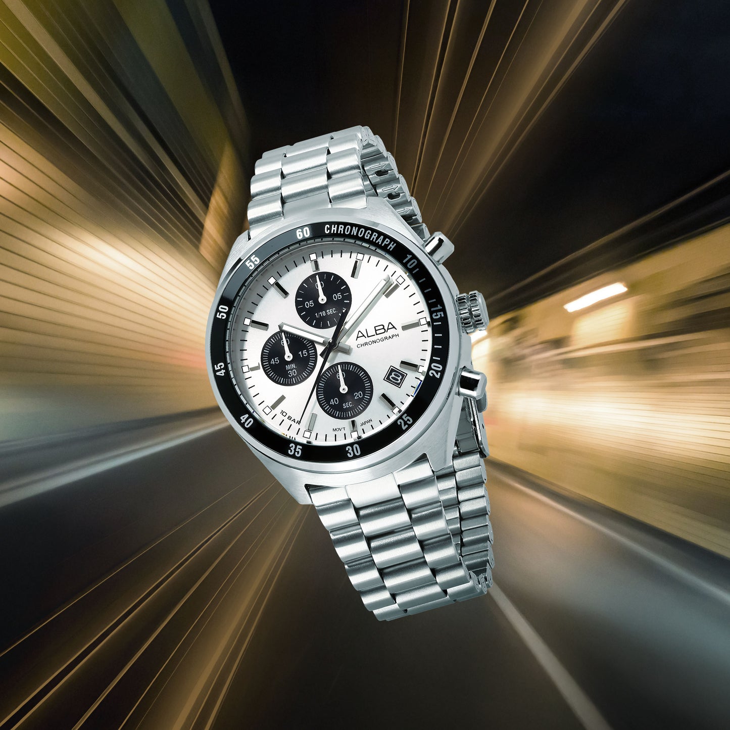 ALBA 43mm Silver White Active Quartz Chronograph Men AM3A35X1