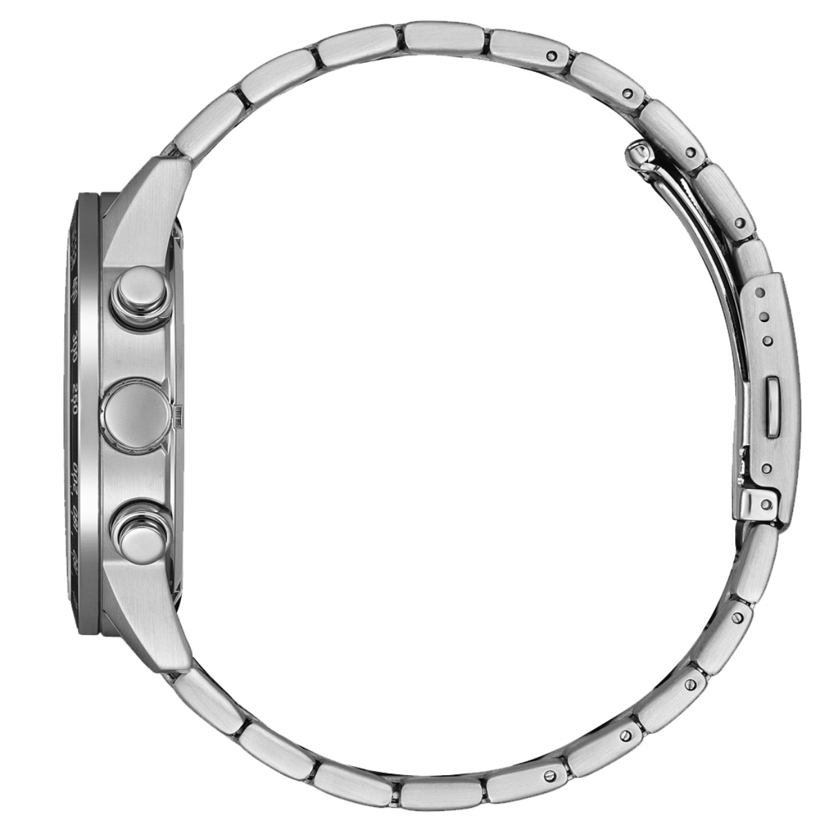 Close-up of a silver bracelet on a white background
