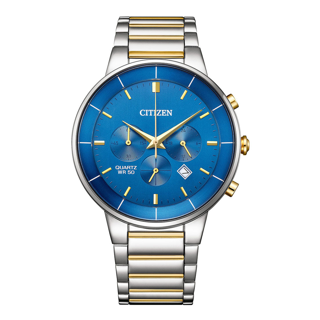 Citizen Quartz Chronograph Blue Dial Dual Tone Bracelet Men's Watch - AN8224-51L