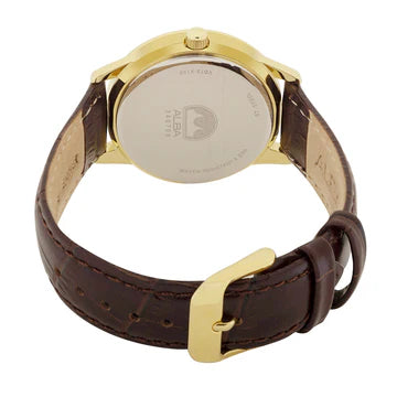ALBA White Ripple Dial with Brown Leather Strap Ladies Watch AP6718X1