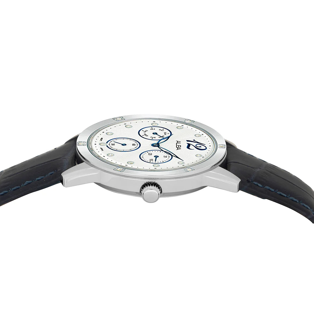ALBA White Ripple Dial with Blue Leather Strap Watch For Women's AP6719X1