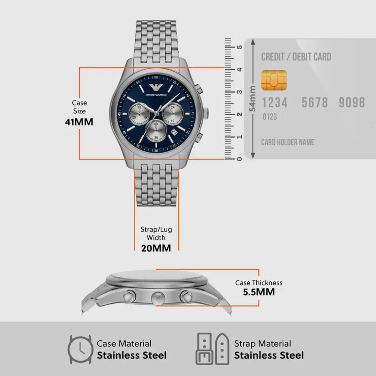 Emporio Armani Antonio Chronograph Blue Dial Men's Watch AR11582
