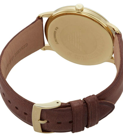 AR11610 Emporio Armani | Beige Dial Leather Analogue Wrist Watch (Men)