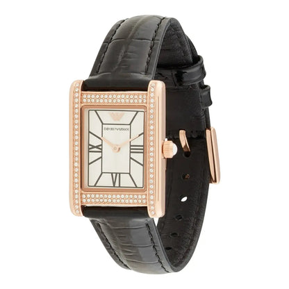 Emporio Armani Silver Dial Analog Leather Strap Women Watch AR11624
