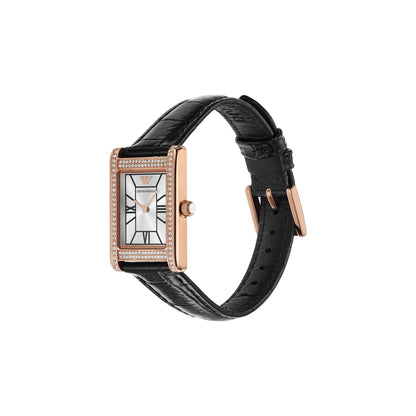 Emporio Armani Silver Dial Analog Leather Strap Women Watch AR11624