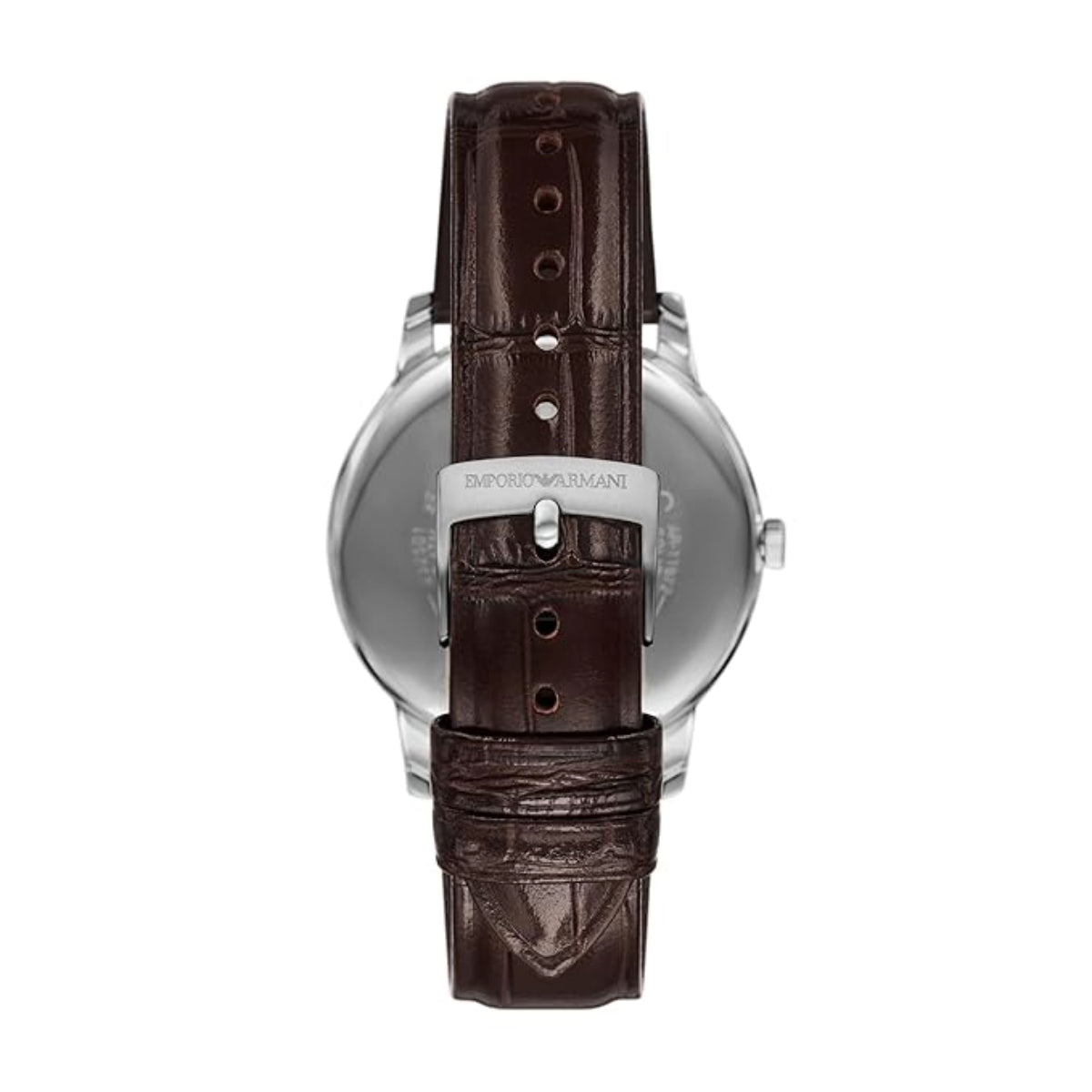 Watch with brown leather strap on a white background