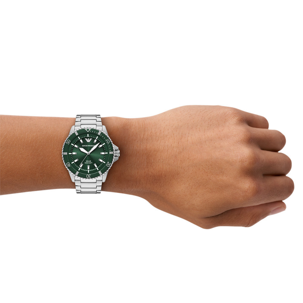 Emporio Armani World Explorer Solar-Powered Three-Hand Stainless Steel Men AR11698