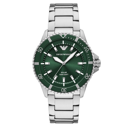 Emporio Armani World Explorer Solar-Powered Three-Hand Stainless Steel Men AR11698
