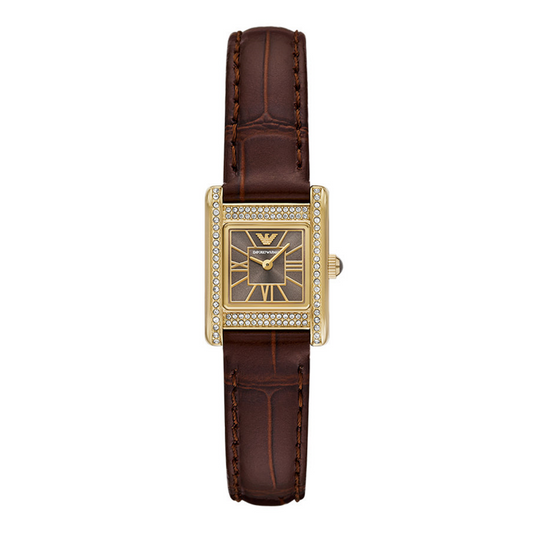 Emporio Armani Brown Rectangular Dial Analog Women Watch AR11705