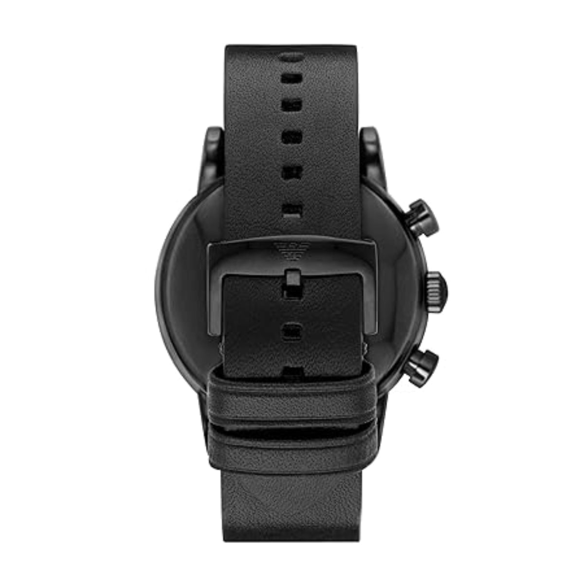 Black smartwatch with a strap on a white background